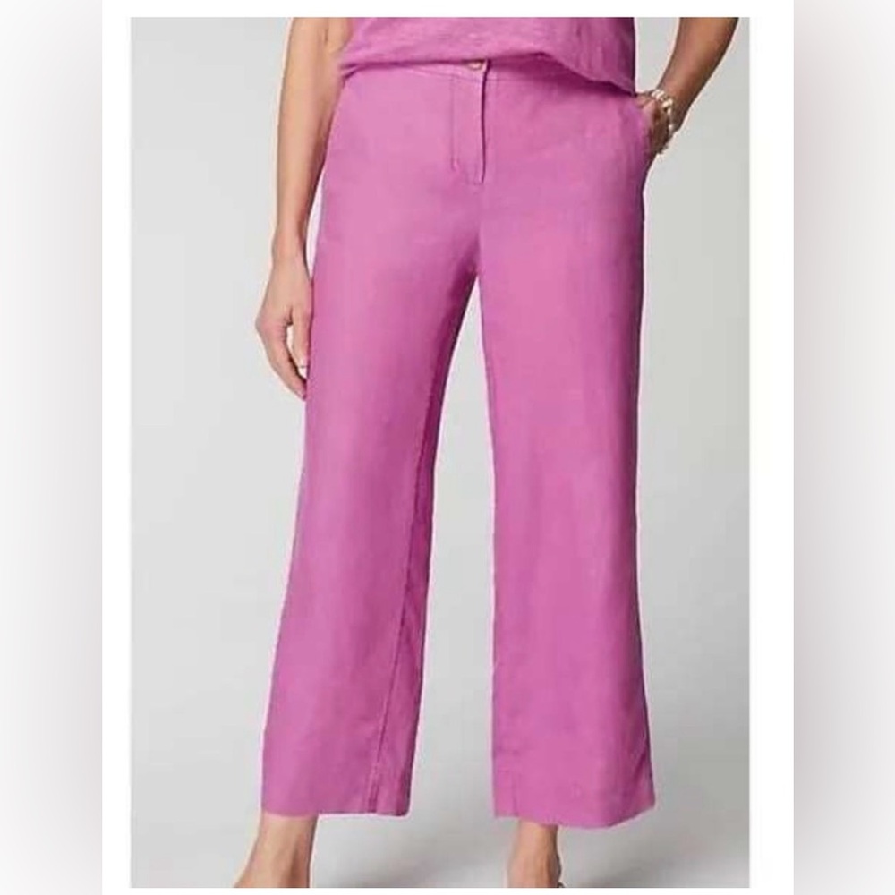 J. JILL LOVE LINEN Wild Orchid Lilac Wide Leg Cropped Pants Size Medium